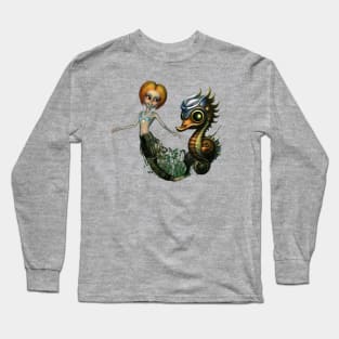 The friendship of the steampunk  mermaid and the seahorse. Long Sleeve T-Shirt